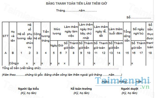 download mau bang thanh toan tien lam them gio