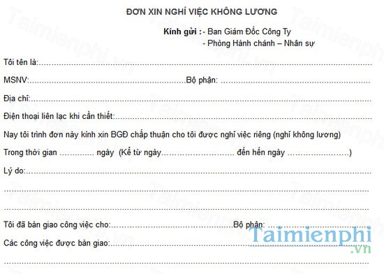 download mau don xin nghi viec khong luong