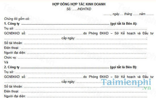 download mau hop dong hop tac kinh doanh