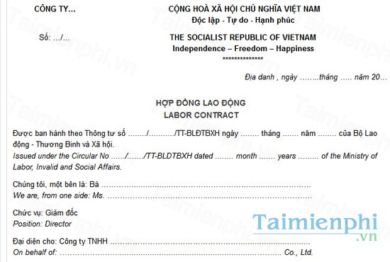 download mau hop dong lao dong song ngu anh viet