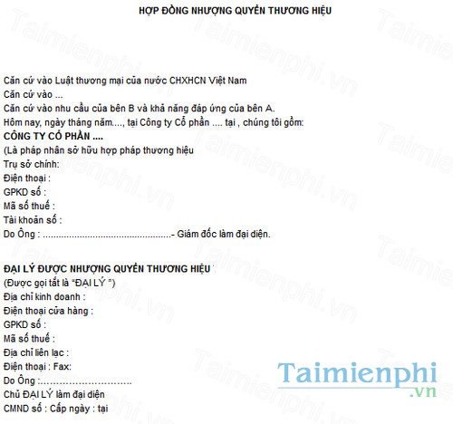 download mau hop dong nhuong quyen thuong hieu