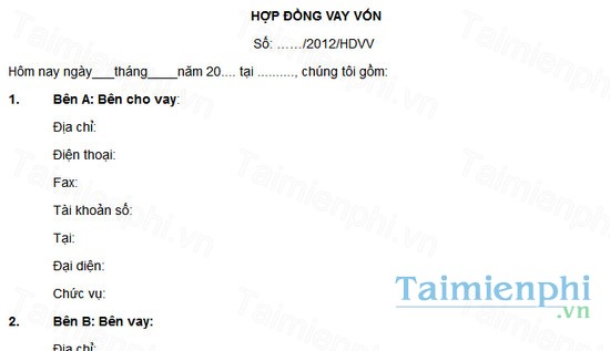 download mau hop dong vay von