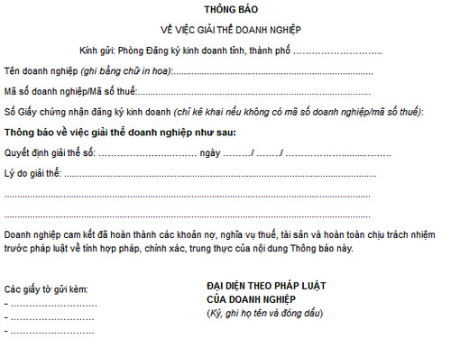 download mau thong bao ve viec giai the doanh nghiep