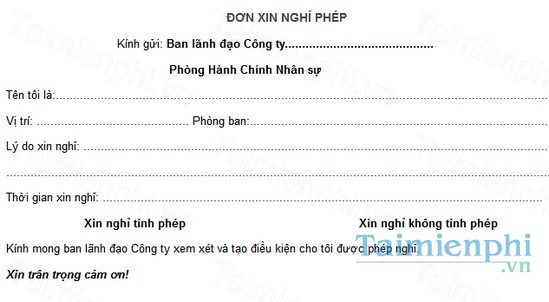 download don xin nghi phep cong ty