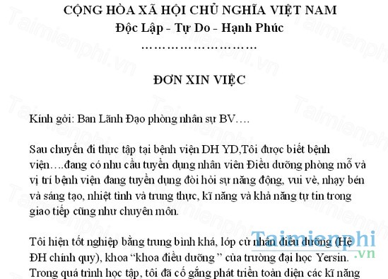 download don xin viec nganh y