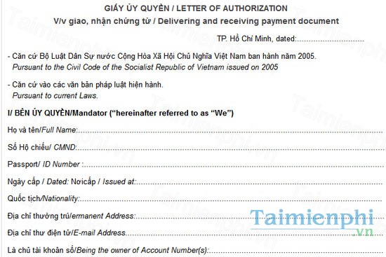 download giay uy quyen bang tieng anh