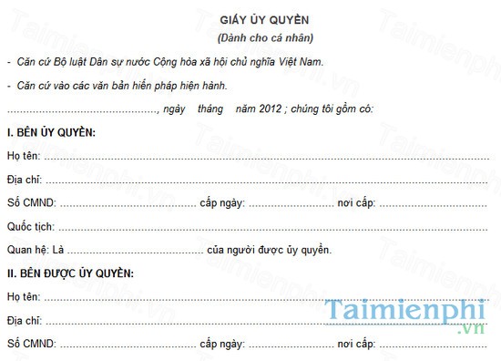 download giay uy quyen su dung xe may