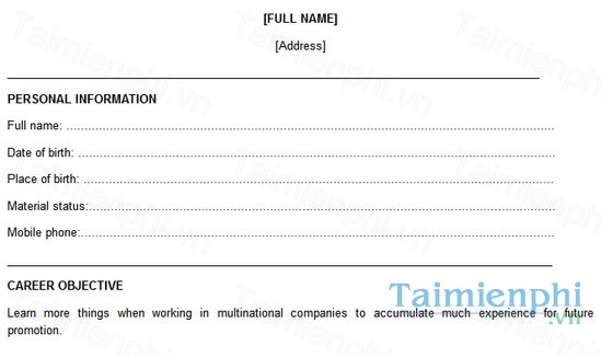download cv xin viec bang tieng anh nganh du lich