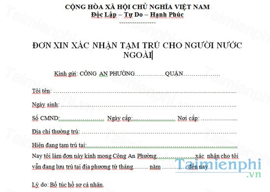 download don xin xac nhan tam tru cho nguoi nuoc ngoai