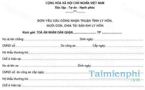 mau don thuan tinh ly hon