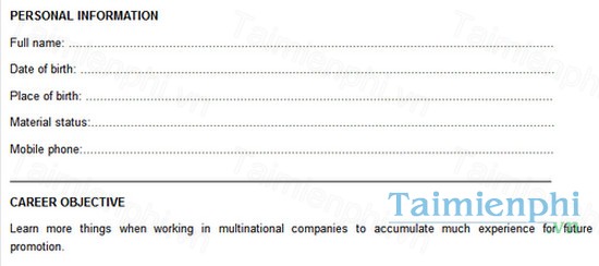 download cv xin viec bang tieng anh cho sinh vien moi ra truong