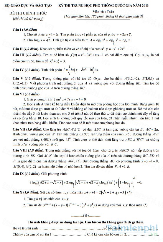 de thi thpt quoc gia mon toan