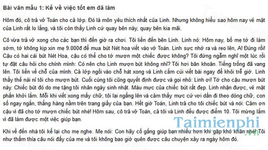 download bai van mau ke ve mot viec tot em da lam