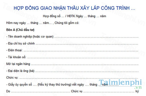 download hop dong giao nhan thau xay lap cong trinh