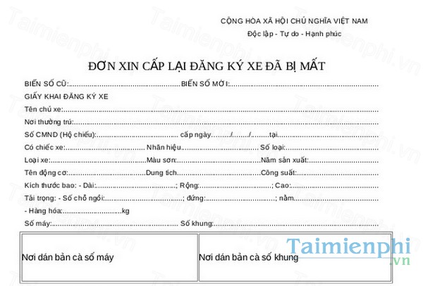 download mau don xin cap lai dang ky xe da bi mat
