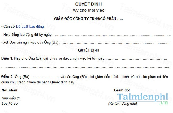 download quyet dinh thoi viec bieu mau