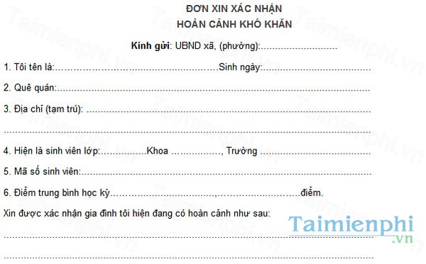 download cach viet don xac nhan hoan canh kho khan 