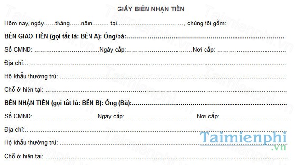 download cach viet giay bien nhan tien