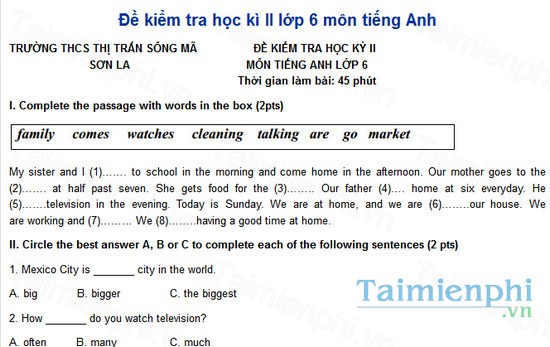 download de kiemtra hoc ki ii lop 6 mon tieng anh truong thcs thi tran song ma son la
