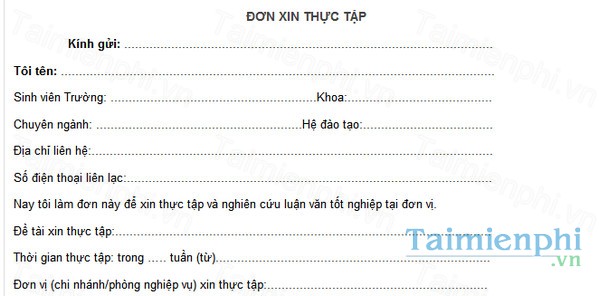 download mau don xin thuc tap