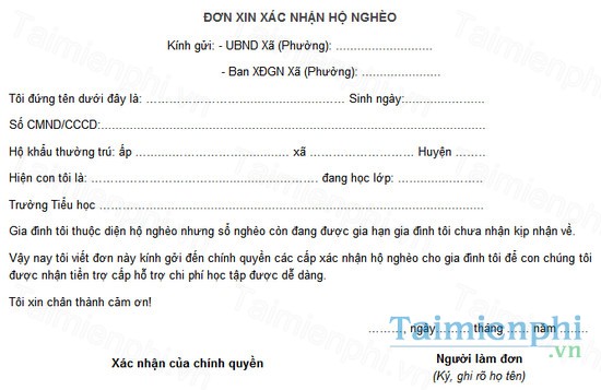 download mau don xin xac nhan ho ngheo