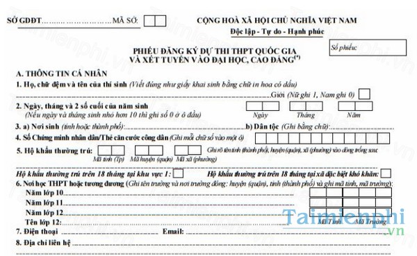 download mau phieu dang ky du thi thpt quoc gia 2017