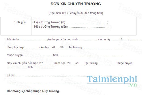download cach viet don xin chuyen truong