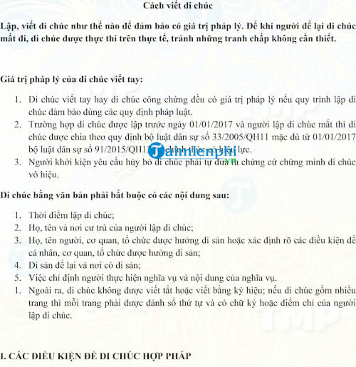 Cách viết di chúc