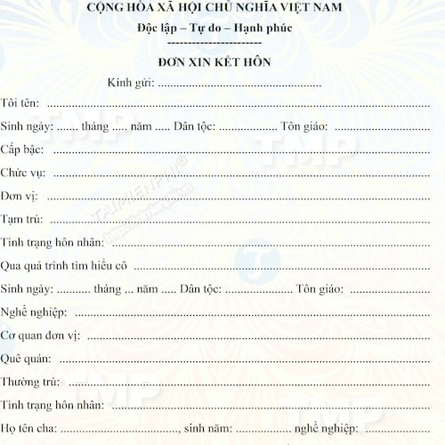 Mẫu đơn xin kết hôn trong ngành công an