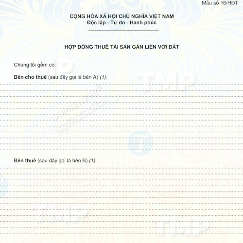 Mẫu hợp đồng thuê tài sản gắn liền với đất