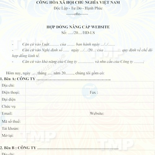 Mẫu hợp đồng nâng cấp Website