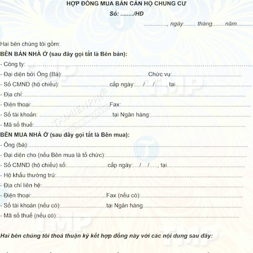 Hợp đồng mua bán căn hộ chung cư