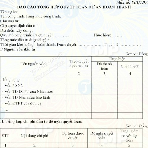 Mẫu tờ khai nguồn vốn đầu tư