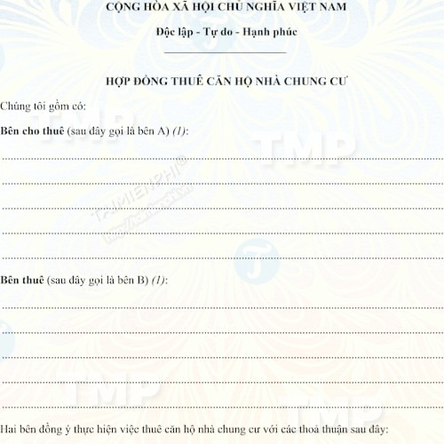 Mẫu hợp đồng thuê căn hộ chung cư