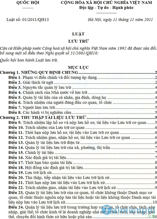 Luật lưu trữ