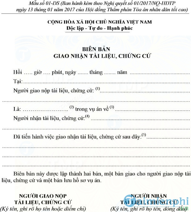 Biểu mẫu trong tố tụng dân sự