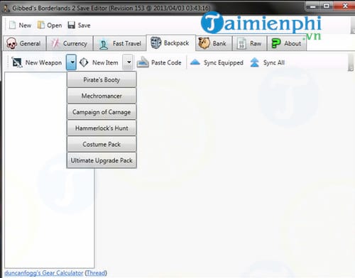 Gibbed's Borderlands 2 Save Editor