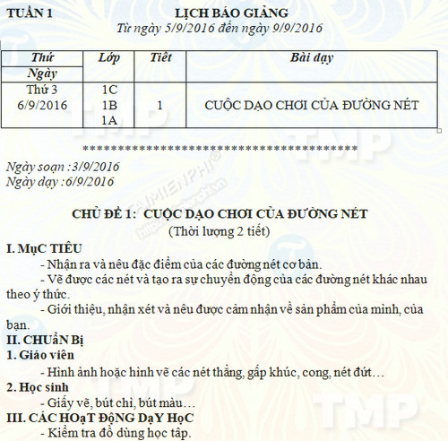 Giáo án Mĩ thuật Đan Mạch lớp 1