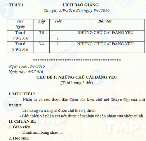 Giáo án Mĩ thuật Đan Mạch lớp 3