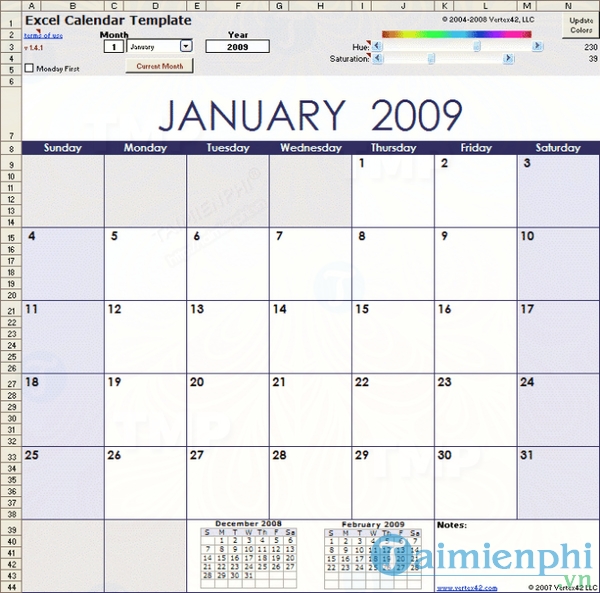 Excel Calendar Template
