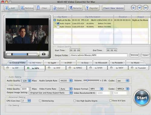 WinX HD Video Converter for Mac