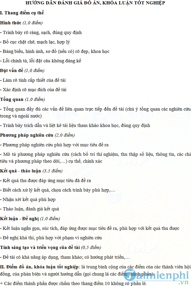 Mẫu phiếu hướng dẫn chấm đồ án tốt nghiệp