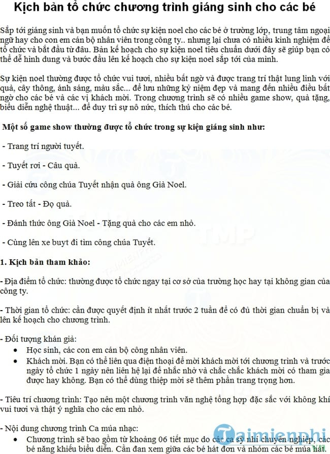 Kịch bản tổ chức chương trình giáng sinh cho bé