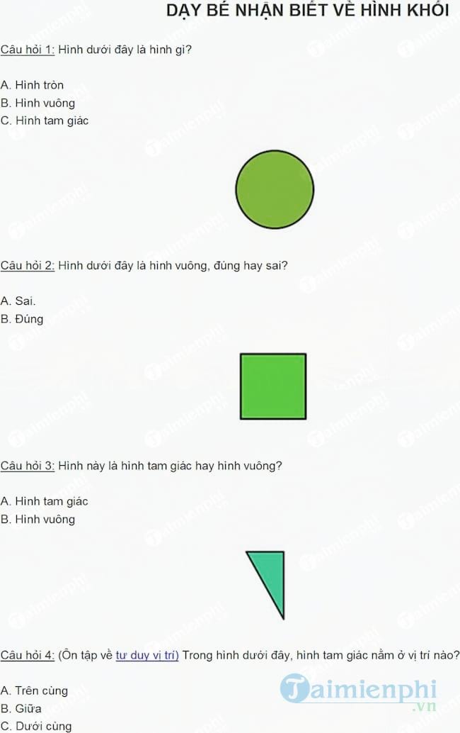 Dạy bé nhận biết về hình khối