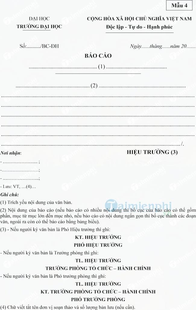 Mẫu báo cáo chung