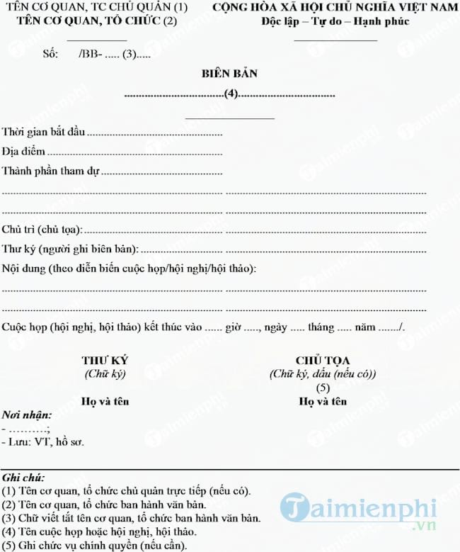 Mẫu biên bản vụ việc