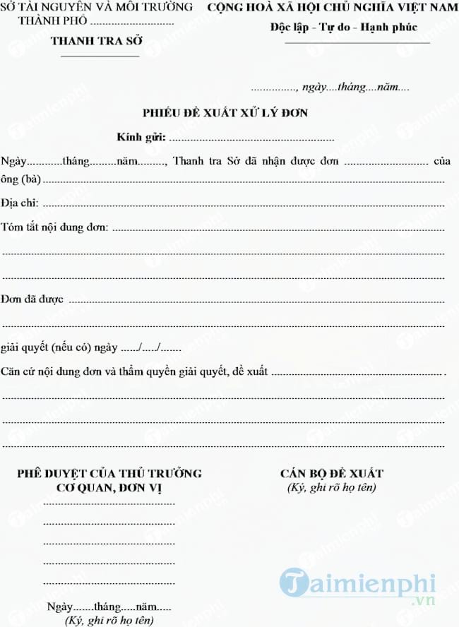 Phiếu đề xuất thiết bị - công cụ làm việc