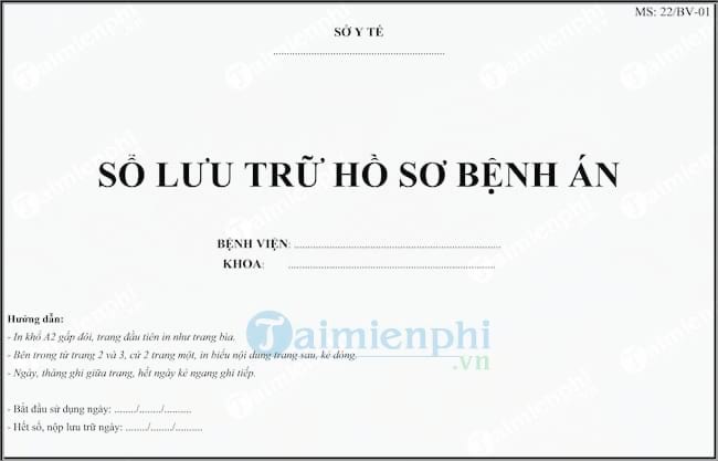 Mẫu sổ lưu trữ hồ sơ bệnh án