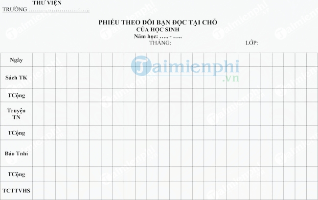 Sổ theo dõi bạn đọc tại thư viện