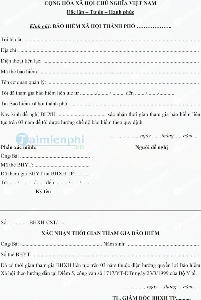 Xác nhận thời gian tham gia bảo hiểm 3 năm liên tục